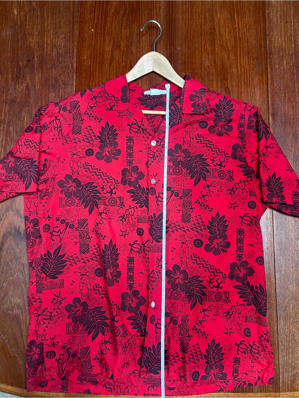 Men's Casual Red Hawaiian Button-Down Shirt